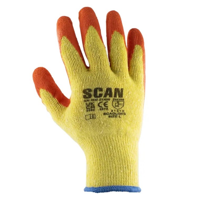 Scan Knitshell Latex Palm Gloves - L (Size 9) (12 Pairs)