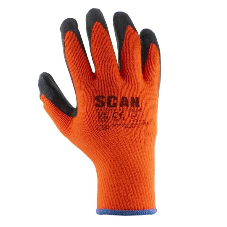 Scan Thermal Latex Coated Gloves - L (Size 9)