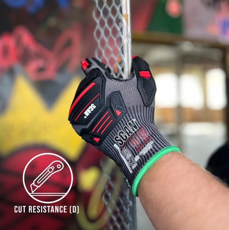 Scan Nitrile Palm Impact Cut D Gloves - L (Size 9)