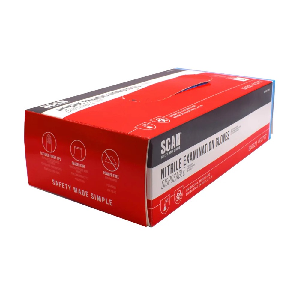 Scan Blue Nitrile Disposable Gloves Large (Box of 100)