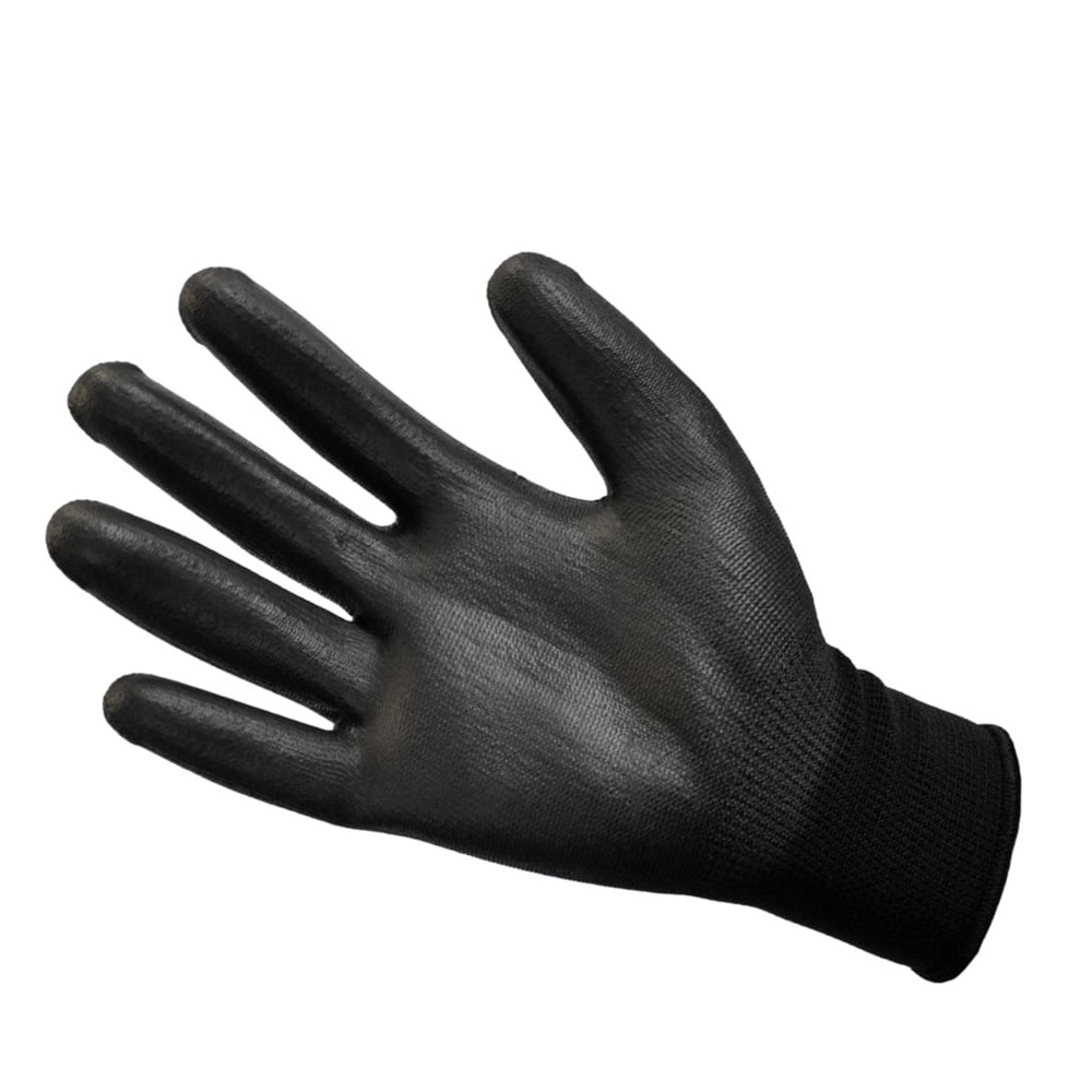 Scan Black PU Coated Gloves - L (Size 9) (12 Pairs)