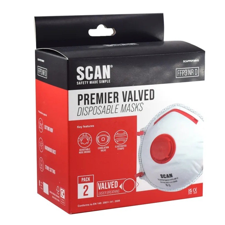 Scan Moulded Disposable Valved Masks FFP3 (Pack 2)