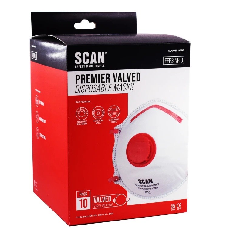 Scan Moulded Disposable Valved Masks FFP3 (Pack 10)