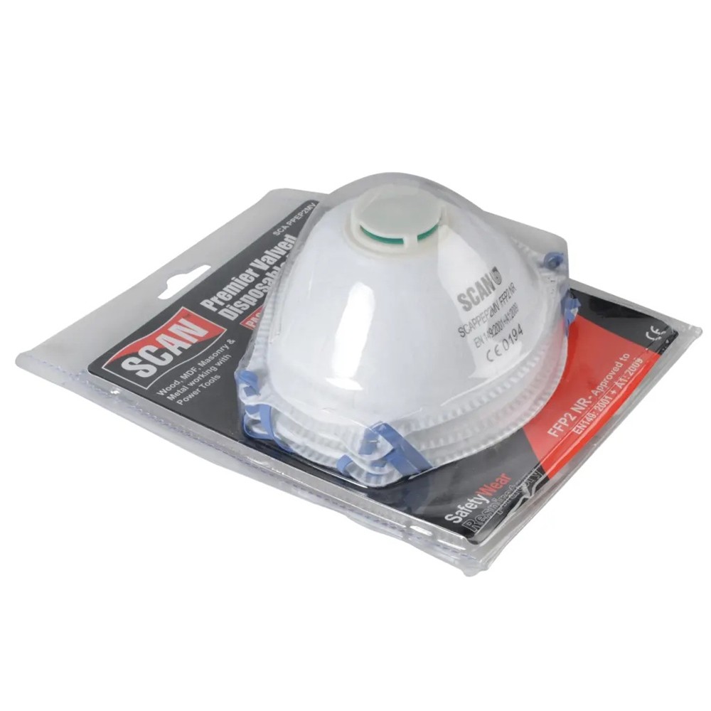 Scan Moulded Disposable Mask Valved FFP2 Protection (Pack 3)