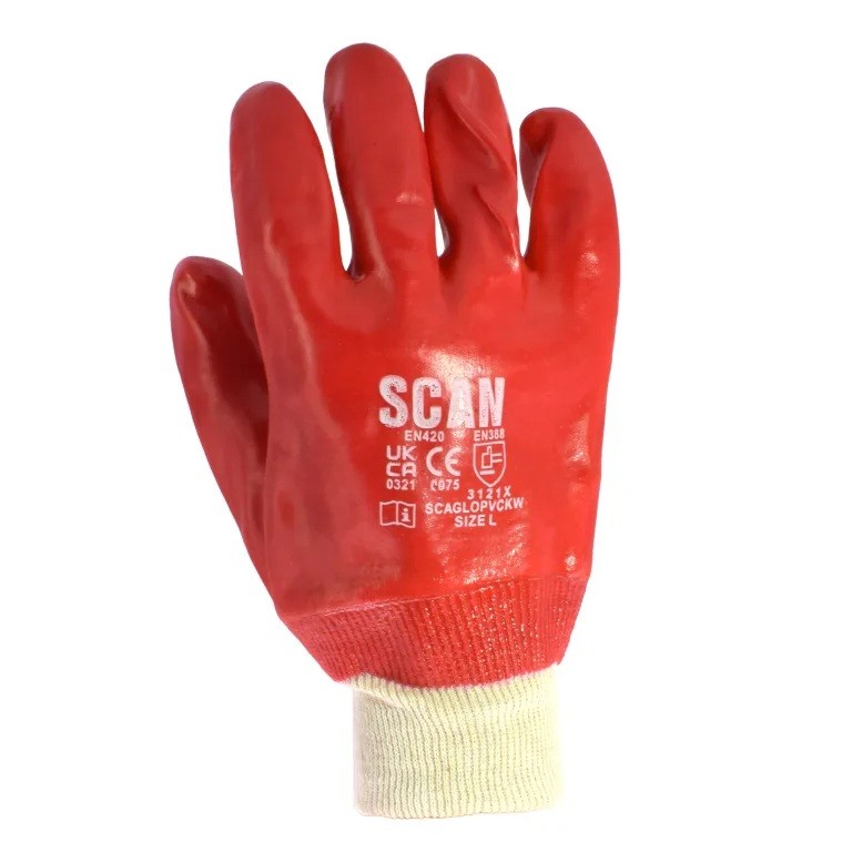 Scan PVC Knitwrist Gloves - L (Size 9)